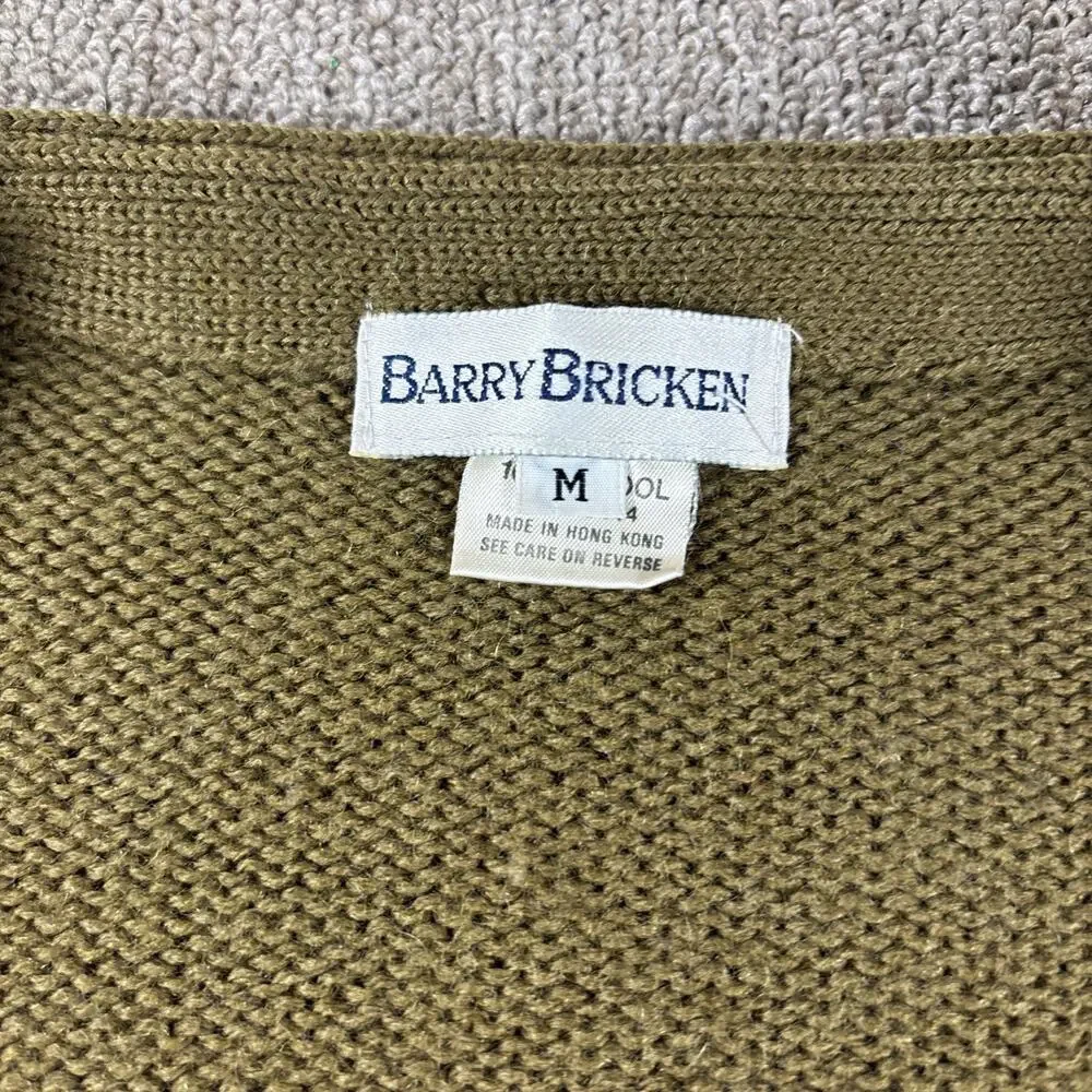 Barry Bricken Vintage Men’s Cardigan Sweater Houndstooth Medium Hong King